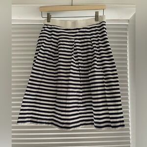 LOFT Navy and White Striped A-Line Skirt